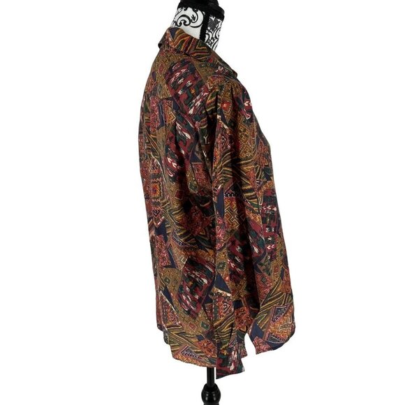 Best American Clothing 100% Silk Southwestern Print Button-Up Blouse Size Small - Picture 5 of 14